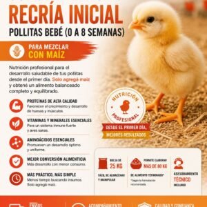 25 kilos de Concentrado 40% Recría Inicial para Pollitas (0 a 8 semanas)